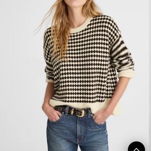 Madewell Brown and Cream Patterned Sweater